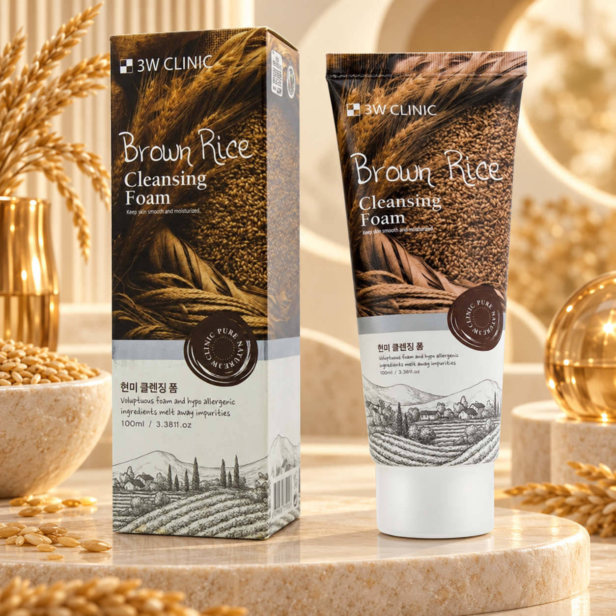 3W Clinic - Brown Rice Cleansing Foam 100ml.