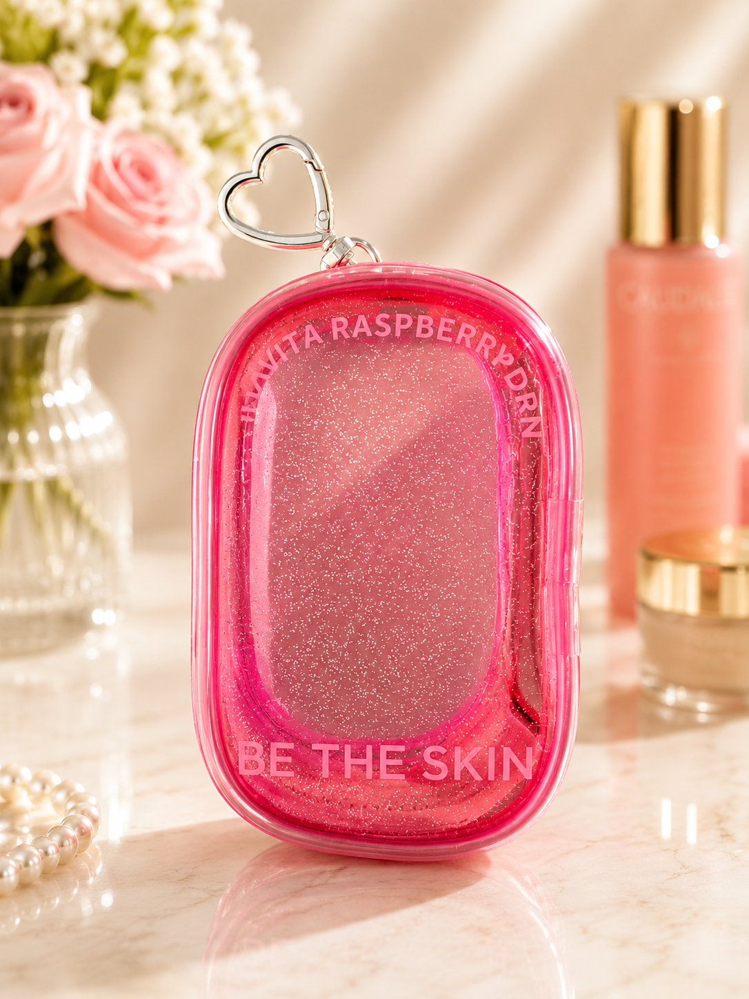Be The Skin - Travel size beauty Pink Bag for Key.
